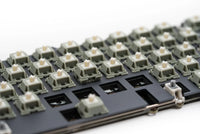 The switch in the middle is an example of an improperly seated switch.
