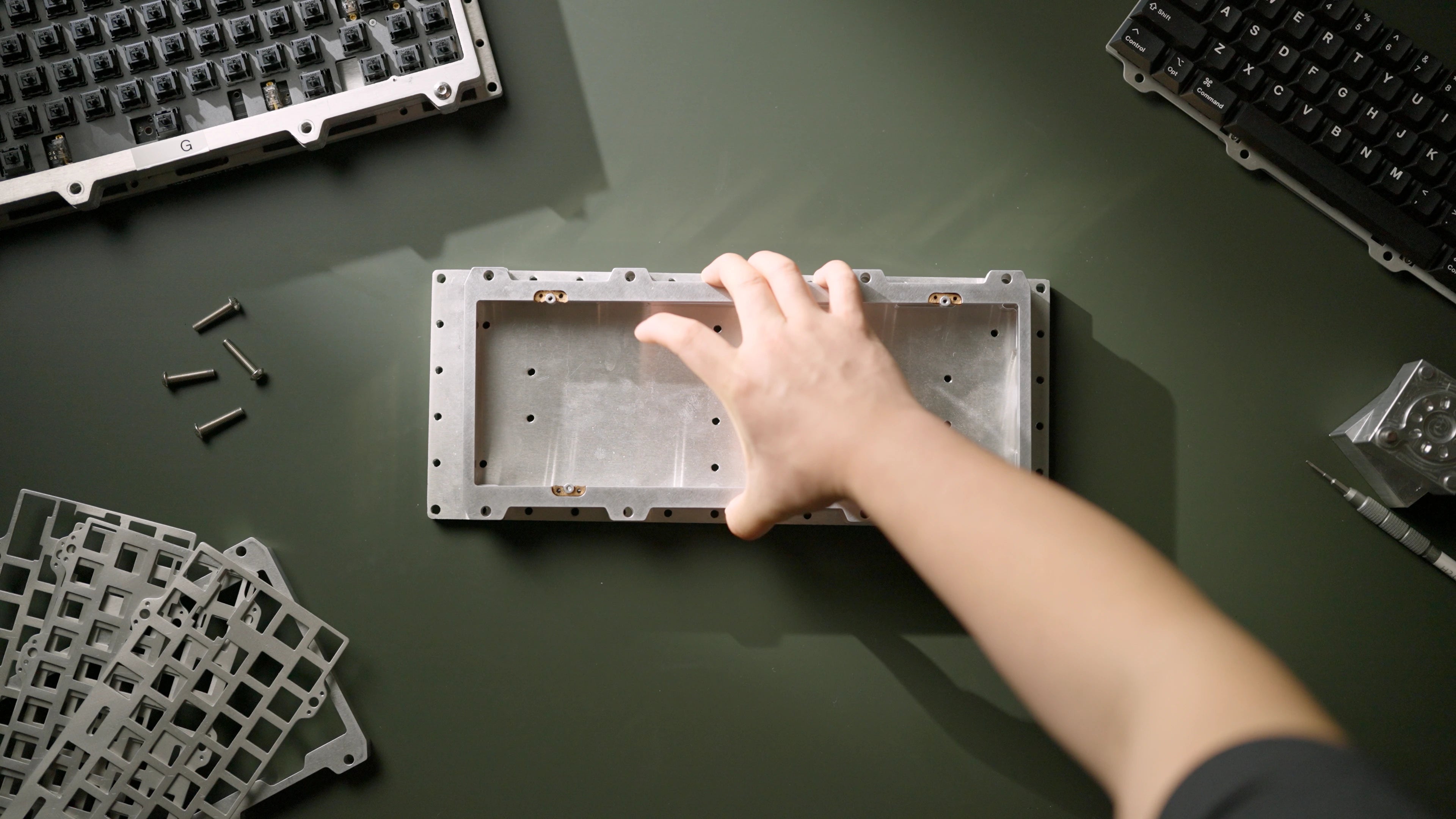 Close-up of the modular test board showing the interchangeable mount