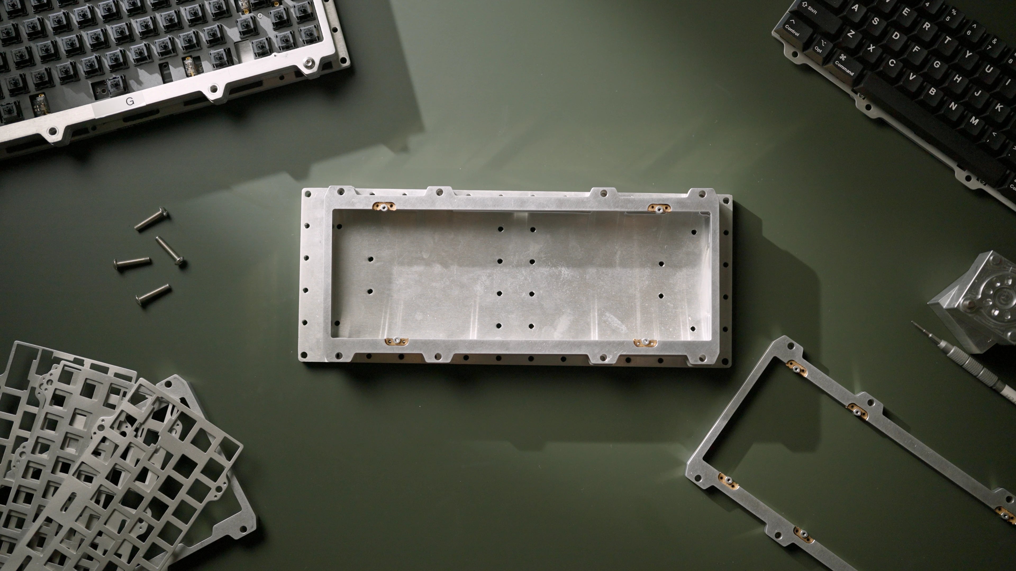 Side view of the modular test board on the workbench